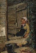 Elisabeth Warling Liten flicka i dorroppning oil painting picture wholesale